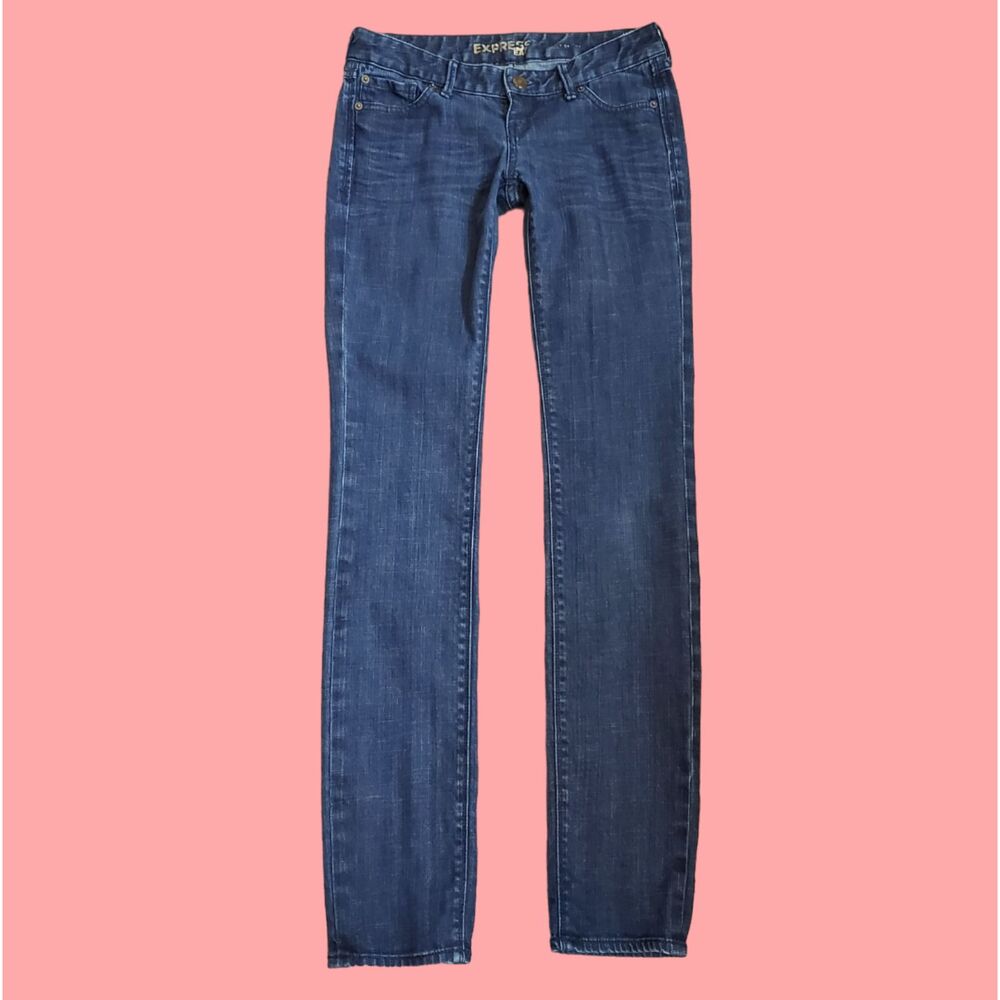 Express Dark Blue Low Rise Skinny Jeans